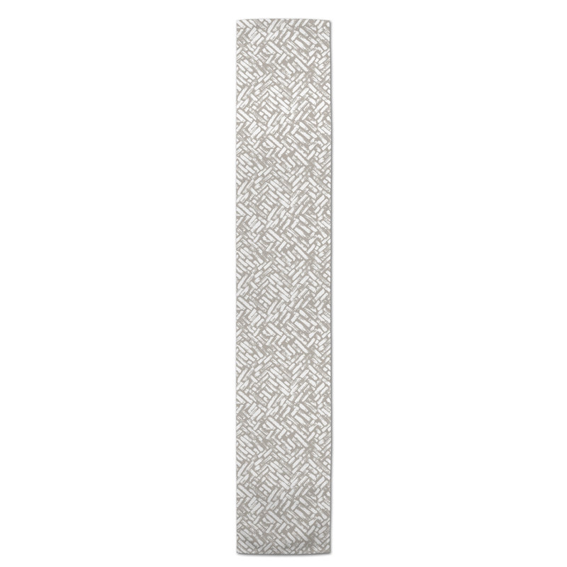 Chemin de table Doster, 72 po x 16 po, Kaki, Abstraction 1