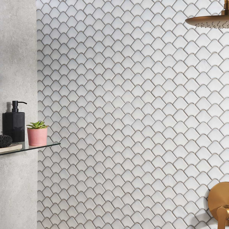 Suki 2X3 Fishscale Matte Mosaic Tile, Gray