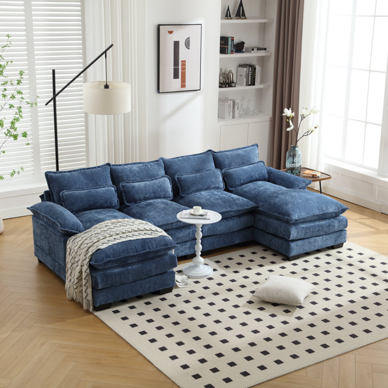 Canapé modulaire Odas, Chenille bleue marine