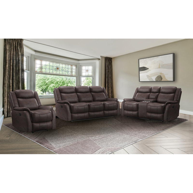 Causeuse inclinable avec console, microfibre polie brune