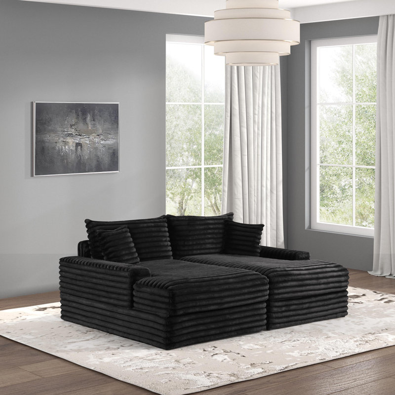 Hedden Double Chaise Sofa, Black