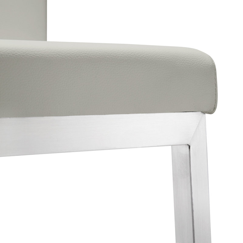Tabouret de comptoir de 26 po Hamby, Gris clair, Argent argent