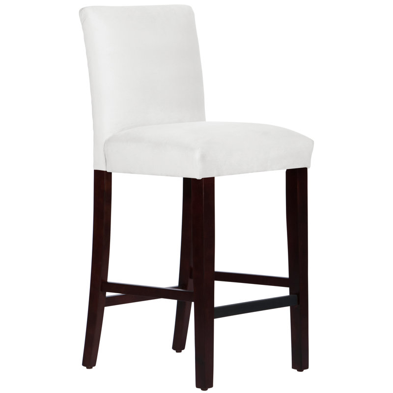 Tabouret de bar et de comptoir Hadrien, Tabouret de bar (siège d'une hauteur de 31 po), Espresso, Velours blanc classique