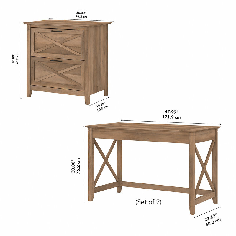 Huckins 3 Piece Writing Desk Office Set, Reclaimed Pine
