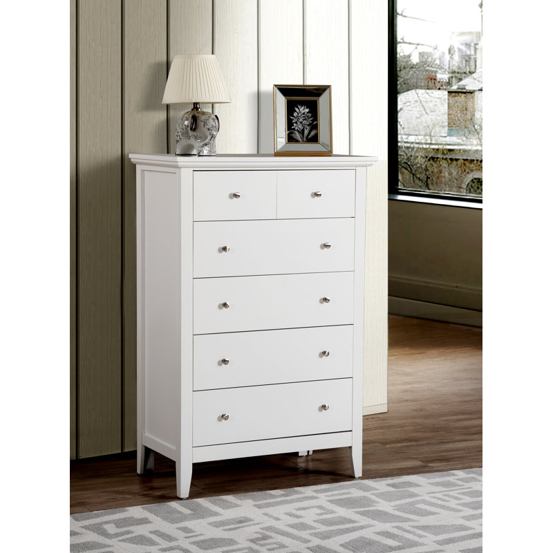 Commode moderne à 6 tiroirs, commode de rangement pour chambre à coucher, Blanc