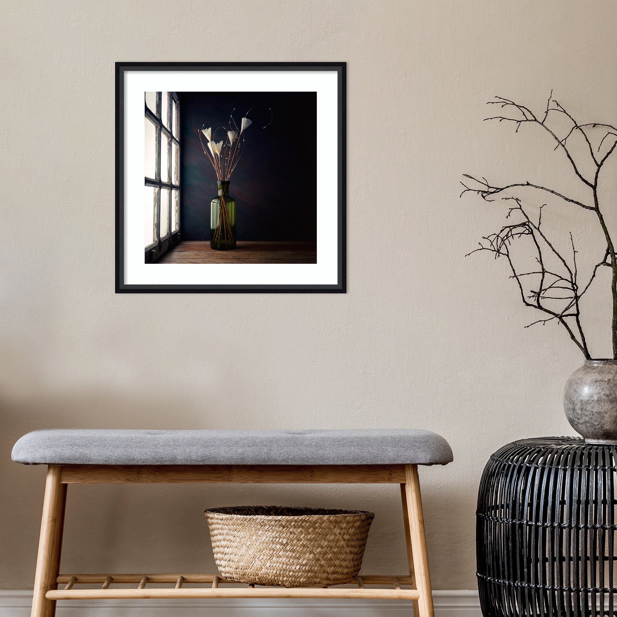 The Green Bottle by Luiz Laercio, Black Framed, 21" H x 21" W
