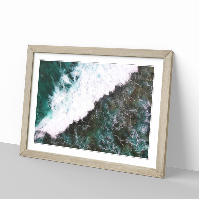 Waves in Midigama Beach - Picture Frame Painting Print, 33cm H x 45cm W x 2cm D, Oak Framed