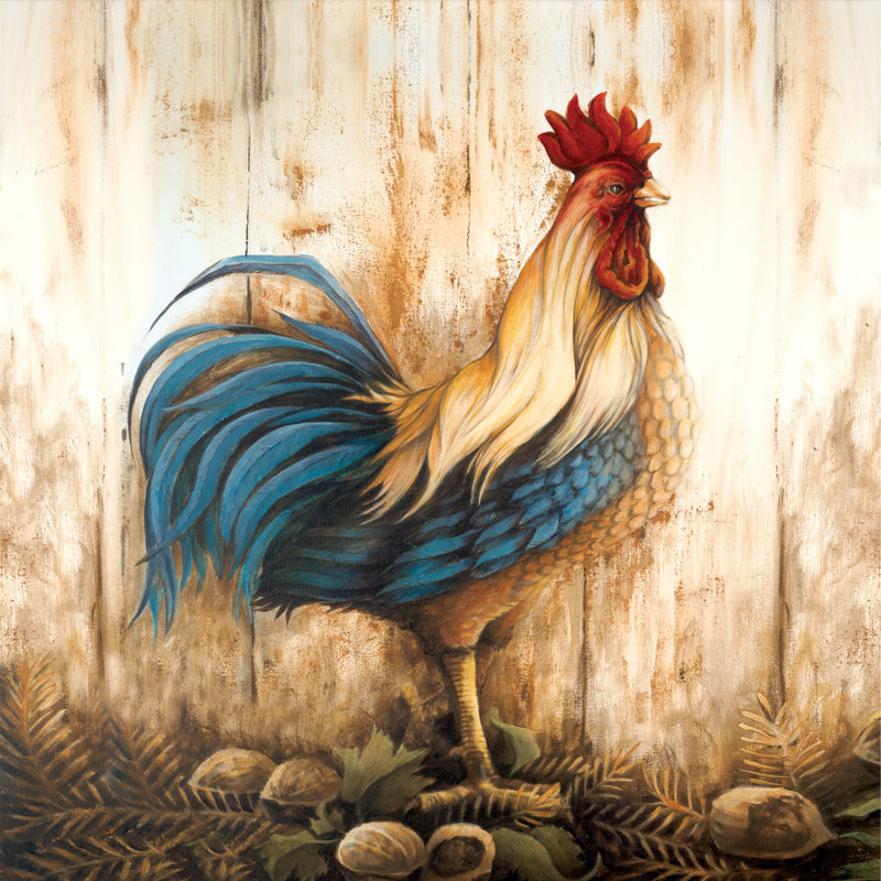 Accorn Rooster - Wrapped Canvas Painting, 30cm H x 30cm W