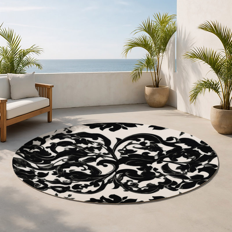 Tapis intérieur et extérieur Pewter Grace, Rond 5 pi