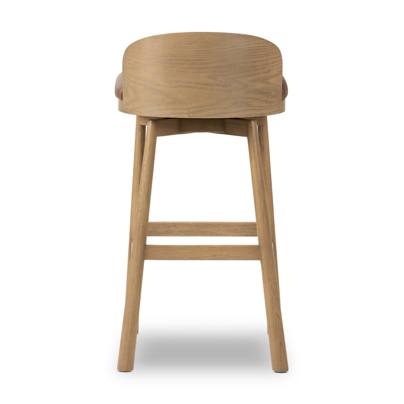 Cloris Swivel Stool-Altair Sienna-Counter & Bar, Bar Stool (30.91" Seat Height), Blonde Oak, Palermo Cigar Genuine Leather
