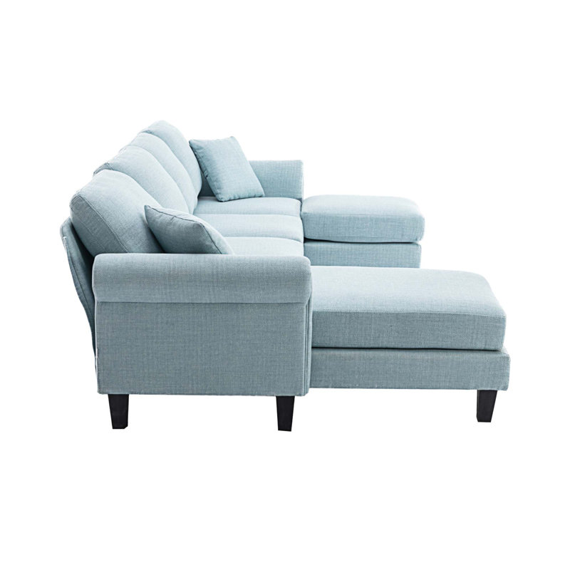 Canapés modulaires rembourrés 3 pièces Aindrea, Polyester Light Blue