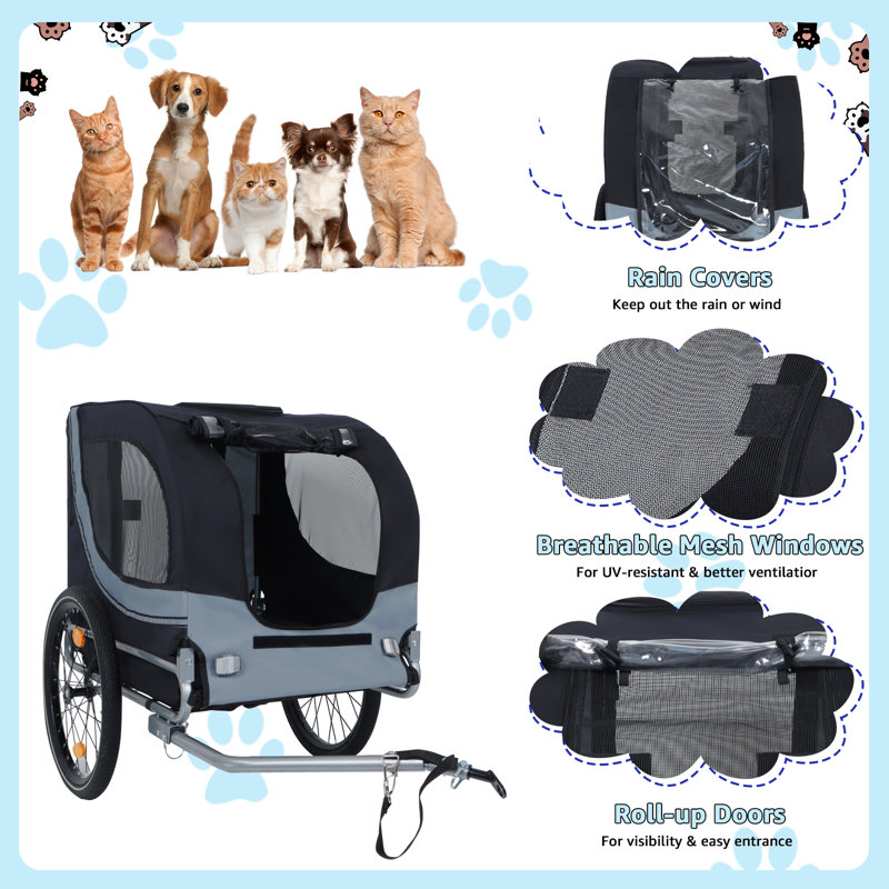 Remorque pour chien pour petits et grands chiens - capacité de 132 lb, pliable