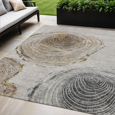 Tapis intérieur lavable abstrait 5 pi x 8 pi brun