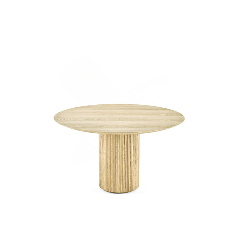 Table de salle à manger ronde en bois naturel cannelé