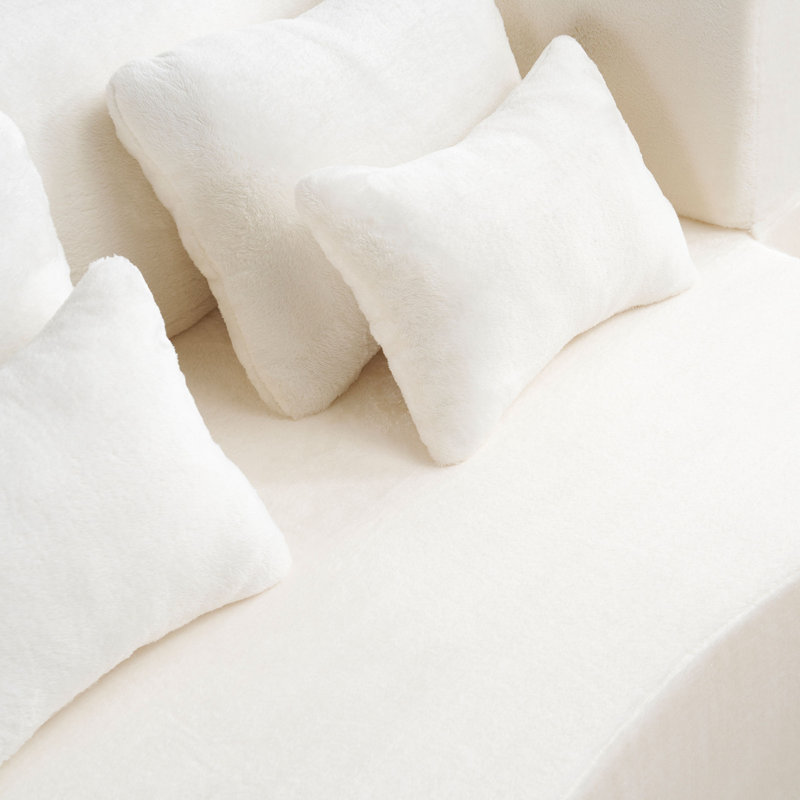 Canapé moderne blanc avec 4 coussins, Blanc