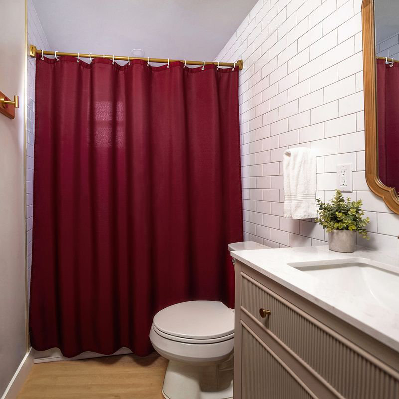 Rideau de douche uni 71 x 74 Parke - résistant à l'eau - tissu 100% polyester, Bourgogne