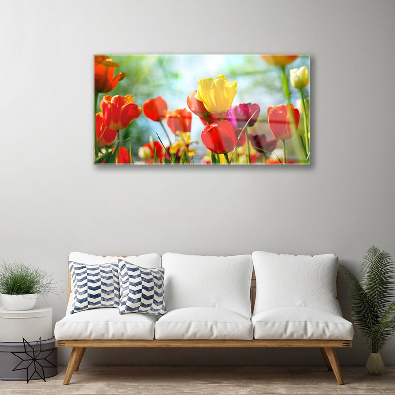 Floral Flowers - Unframed Photograph on Glass