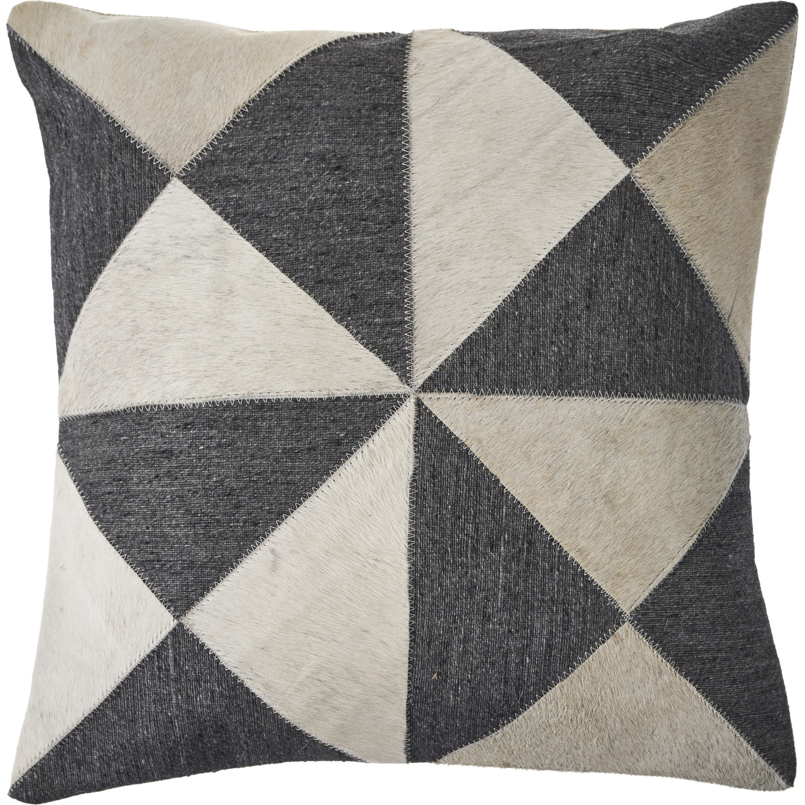 Thais 20" x 20" Wool Pillow Cover, Polyfill, Ivory & Black