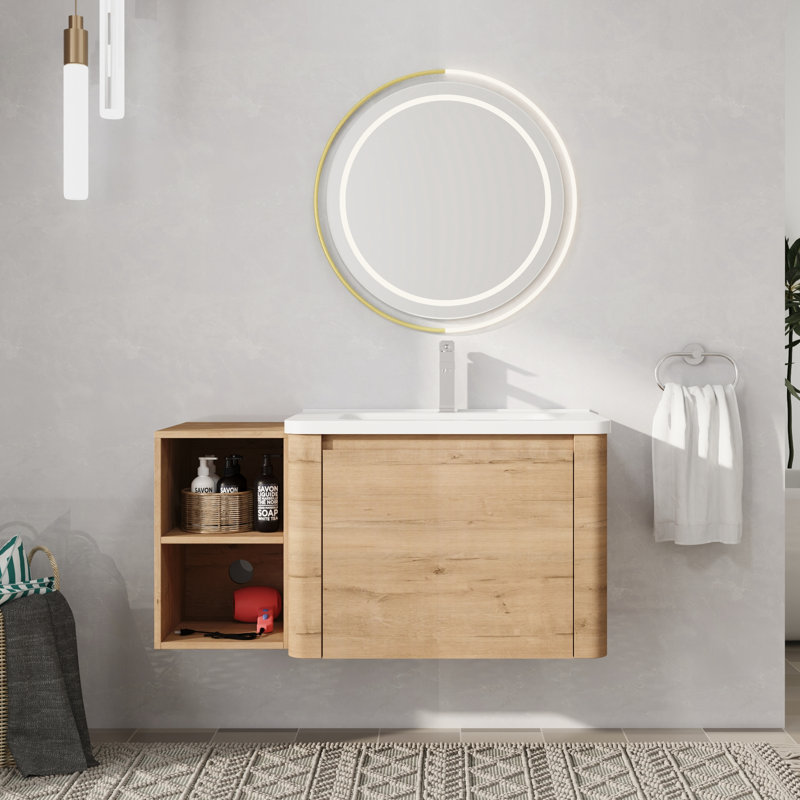 Meuble-lavabo mural simple 40 po avec comptoir en céramique, 40"