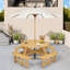 Table de pique-nique d'extérieur pour 8 personnes avec 4 bancs intégrés et trou pour parasol-242809584