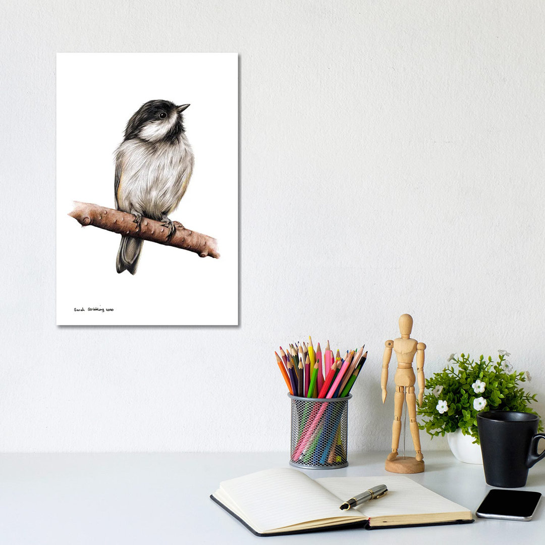 Chickadee II von Sarah Stribbling - Ohne Rahmen Galerieverpackte Leinwand Giclée auf Leinwand