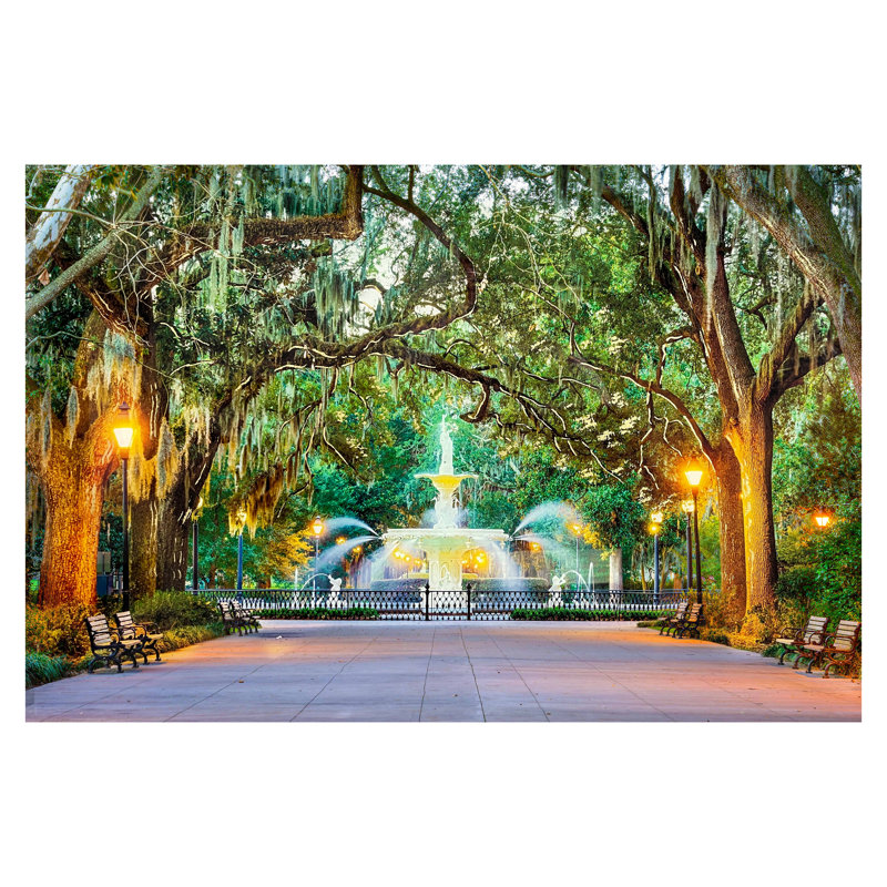 Art mural en verre trempé sans cadre Forsyth Park Savannah - 40 po x 60 po