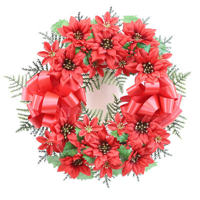 Faux Poinsettia 18'' Wreath