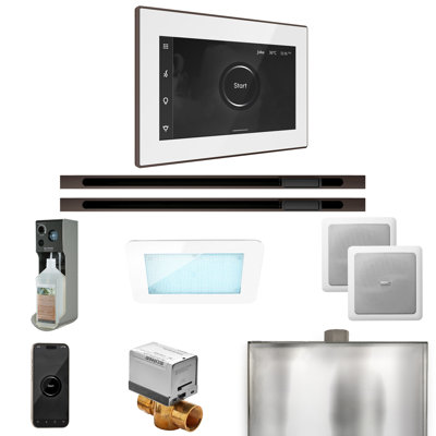 XDream Max Steam Shower Control Package with iSteamX Control and Linear Steamhead in White 