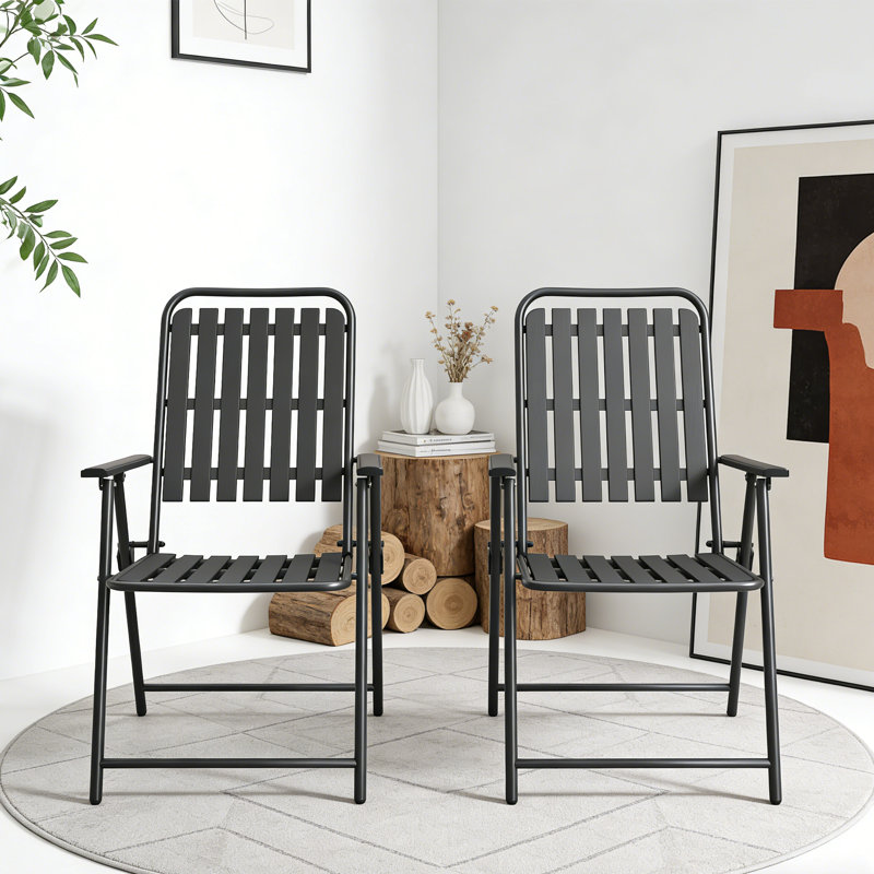 Ensemble de 2 fauteuils de patio pliants d'extérieur (ensemble de 2), Noir