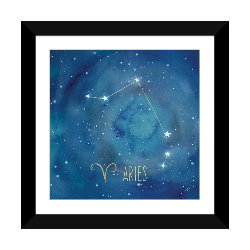 «Star Sign Aries», impression sur toile tendue, H 24 po x l 24 po x P 1 po, Papier d'art encadré noir, Blanc