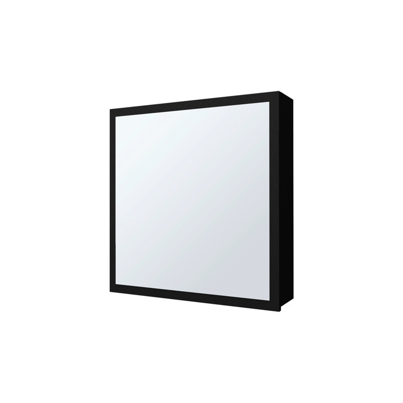 Armoire à pharmacie noire élégante avec miroir et 3 tablettes à fixer au mur, Noir