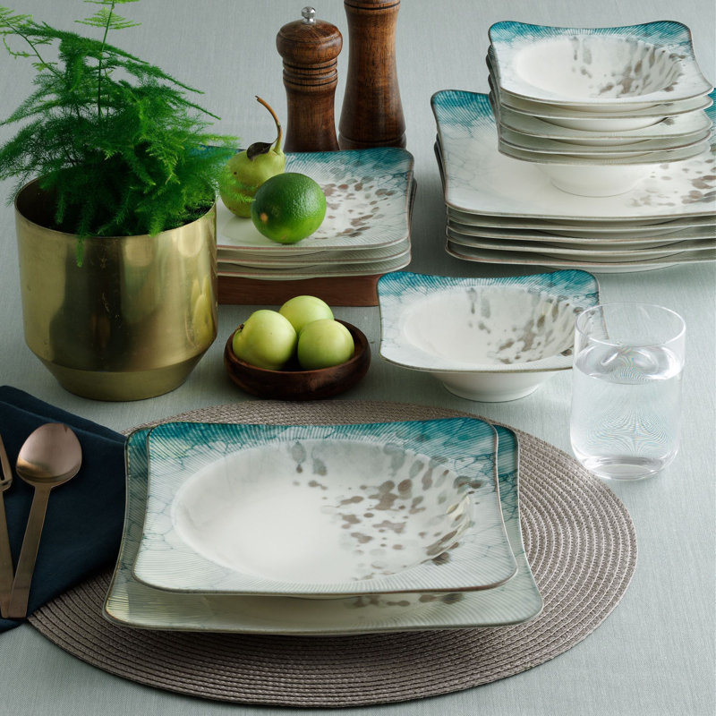 Reamy Piece Porcelain China Dinnerware Set - Service for 6