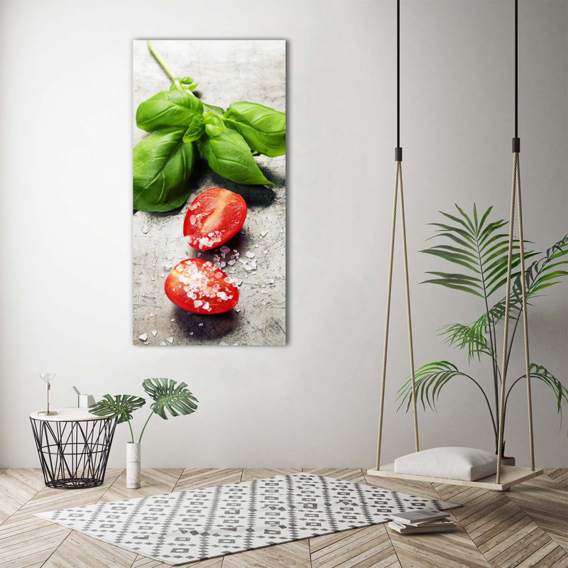Tomatoes And Basil - Wrapped Canvas Print