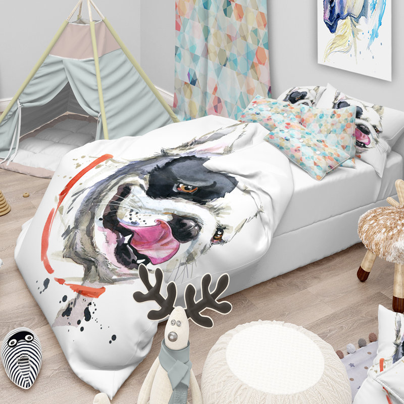 Kiss French Bulldog - Animal Duvet Cover Set - Microfiber Polyester, Full/Queen Duvet Cover + 2 Shams