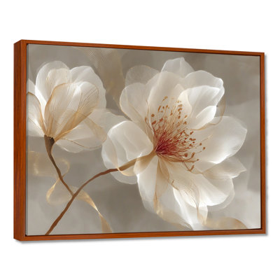 Délicat «Magnolia doré», impression sur toile à motif floral orange