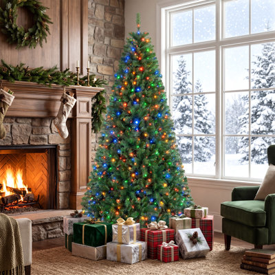 7 FT Pre-Lit Artificial Christmas Tree with 1181 Dense Branch Tips, 500 LED Lights