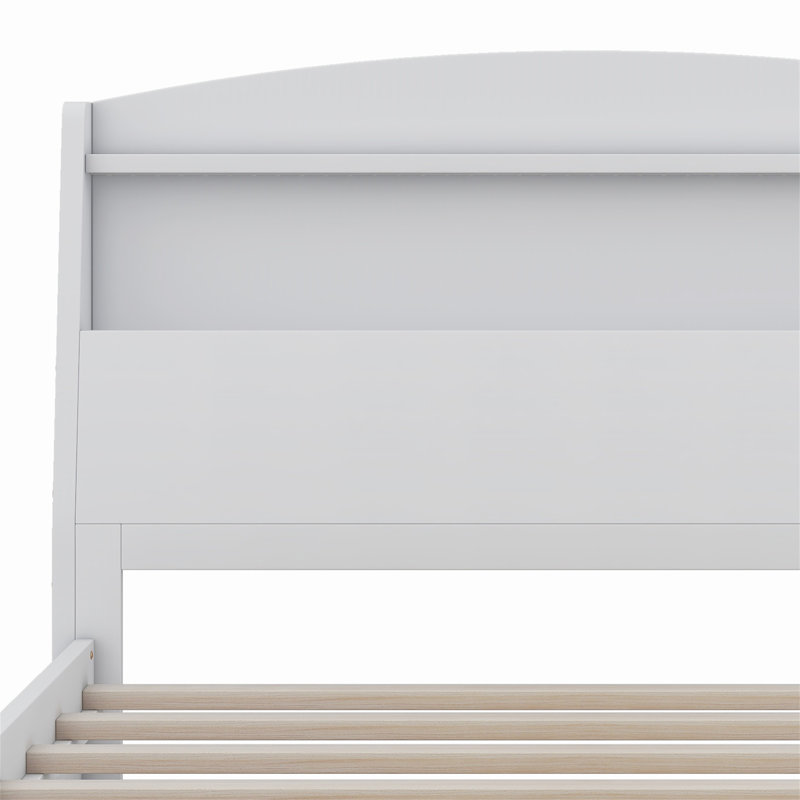 Lit plateforme avec tête de lit à DEL, lit gigogne et tiroirs avec rangement, Lit simple