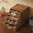 Black Walnut Wood Desktop Organizer, 5 Drawer Storage Cabinet for Office Supplies,Jewelry,Cosmetics,Handicrafts. -590478272