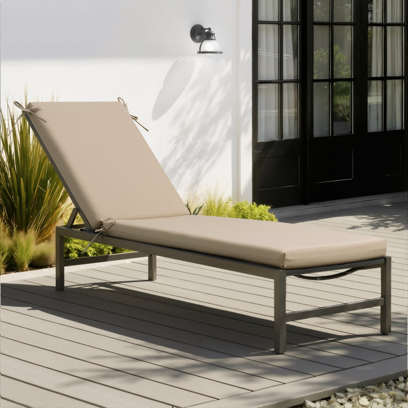 Ensemble de coussins de chaise longue d'extérieur 21 po x l 72 po x P 2,75 po, Beige, 1