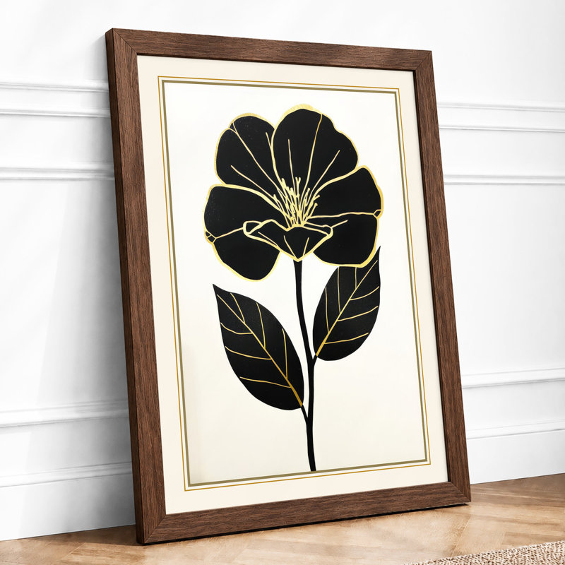 Golden Bloom Botanical - Framed Print, Walnut, A1 - 84.1 x 59.4 cm