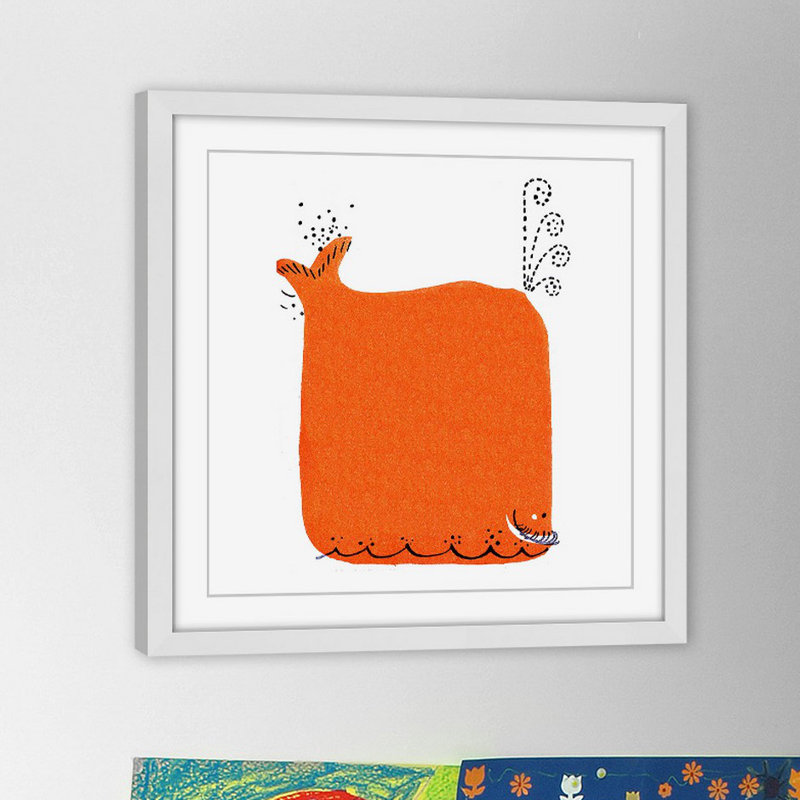 " Orange Whale " by Marmont Hill, 32" H x 32" W x 1.5" D