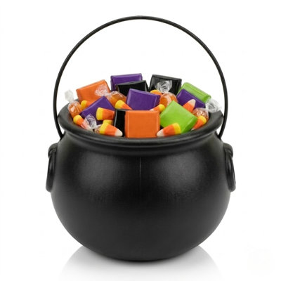 PMU Halloween 6 Inch Cauldron - Blow Mold Plastic Party Accessory - Halloween Party Favor, Black