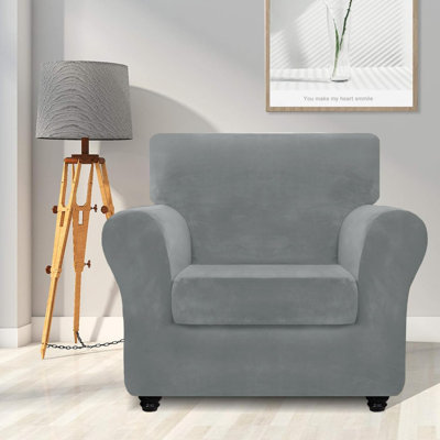 Suede Box Cushion Armchair Slipcover