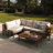 Collinward 5 - Person Seating Group with Cushions and Cream LED Parasol