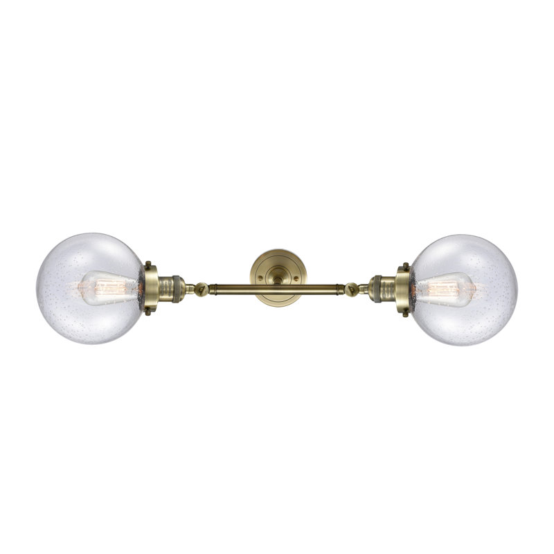 Clementina 2 - Light Dimmable Vanity Light, 60 Watt Vintage Incandescent Bulb, Seedy, Antique Brass