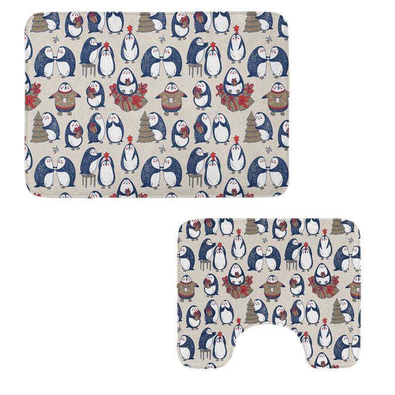  Ensemble de 2 tapis de salle de bain Christmas