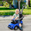 Poussette de voiture Ride On avec direction réglable et compartiment de rangement bleu pour les fonctions de divertissement 12 à 36 mois