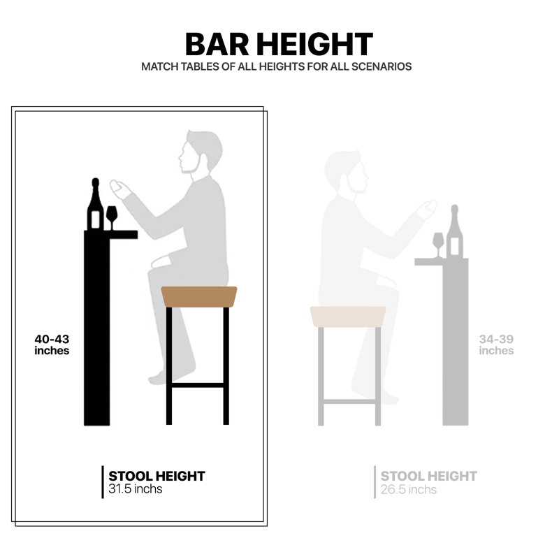 Backless Bar Stools Counter Stools With Footrest, Bar Stool (31.5” Seat Height), Camel