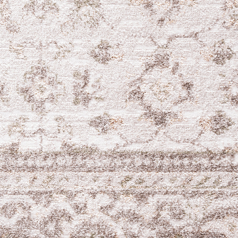 Tapis oriental en polypropylène et polyester Saxton, crème | Beige, Tapis de couloir 2 pi 3 po x 7 pi 3 po