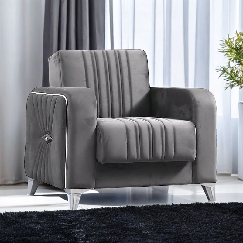 Fauteuil Levante, Velours gris clair